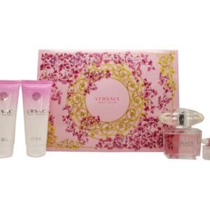 Versace Bright Crystal Gift Set 90ml EDT + 100ml Body Lotion + 100ml Shower Gel + 5ml EDT